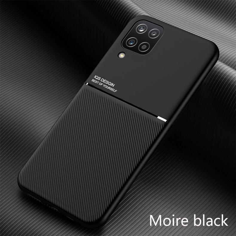 For Samsung Galaxy A12 Case Car Magnetic Holder PU Leather Texture Phone Case For Samsung A12 A 12 a12 Soft Silicone Back Cover