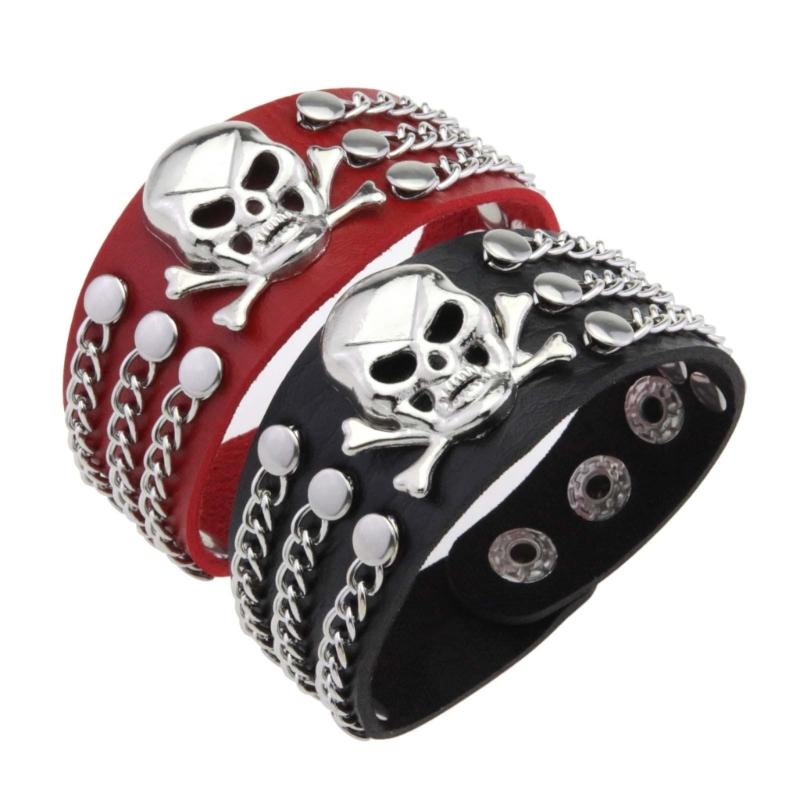 Bracciale Teschio Gioielli per Mano in Metallo Design Unici alla Moda per Amanti della Musica Rock Mostrando Personalità e Moda