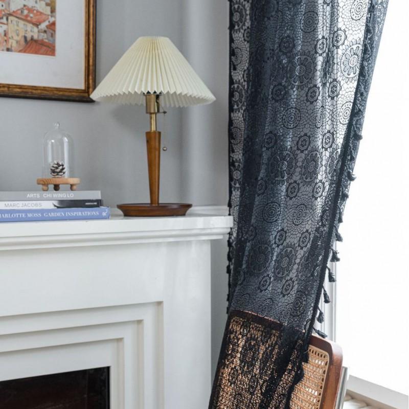 White Jacquard Sheer Curtain With Cutout Living Room Bedroom Dining American Country Style