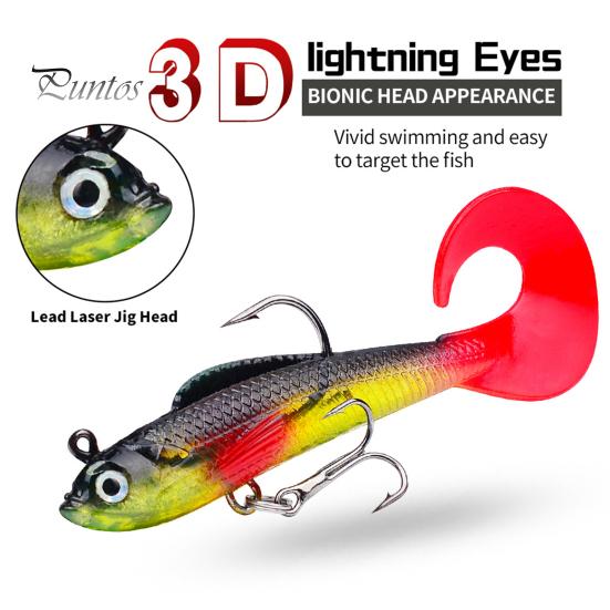 Vivid Fishing Bait 8.5cm/8.7g Soft Lure Simulation Design Pre-Rigged Jig Head Swimbaits 3D Eyes Fake Paddle Tail Swim Saltwater Freshwater Trout Sharp