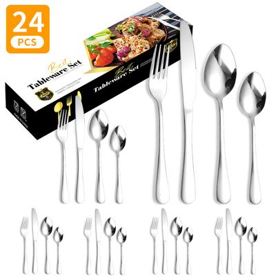 Stainless Steel Western Food Tableware Set Steak Knife, Fork and Spoon Spoon 24 Pieces Knife, Fork and Spoon Gift Set