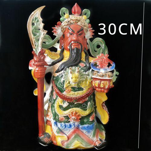 1 Pc Ceramic Figurine Ornaments of Guan Gong Chinese Style Warding Off Evil Spirits Household Sacrifice Offering Ensuring Safety