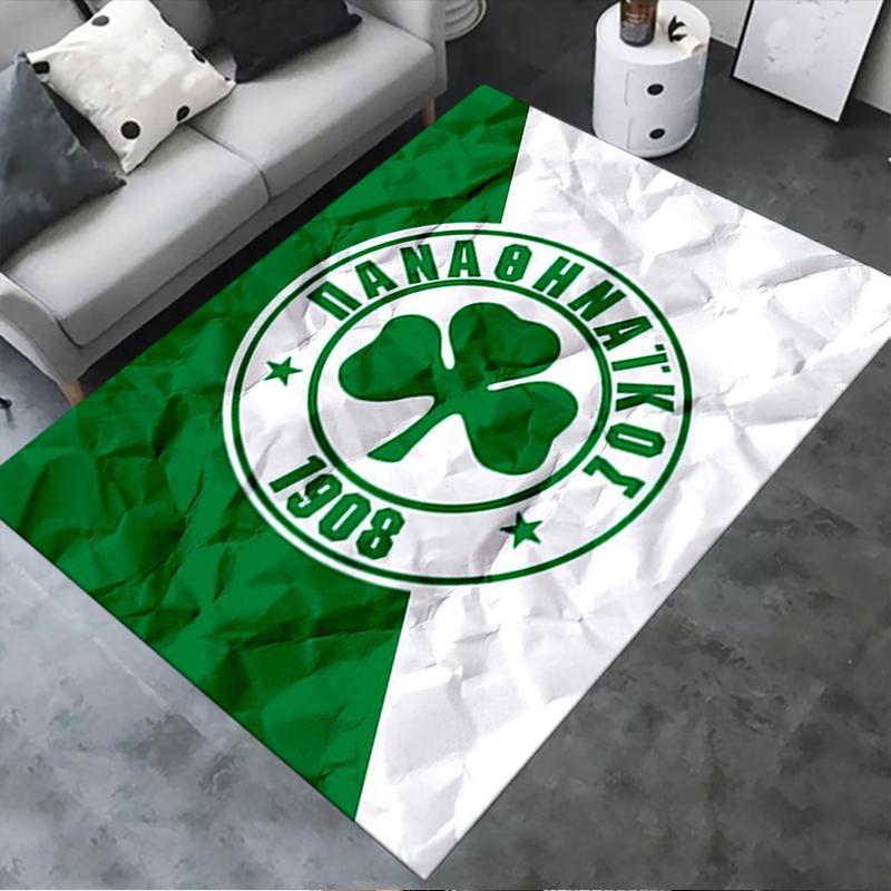 2026 NEUER Panathinaikos Fußball Teppich für Wohnzimmer Schlafzimmer Zuhause Sofa Dekoration, Kinder Spiel rutschfeste Bodenmatte