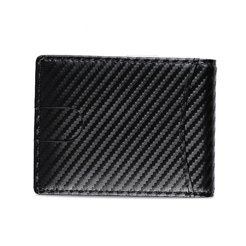 

RFID anti-magnetic carbon fiber pattern leather wallet men s metal dollar wallet anti-theft brush wallet
