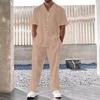 Men's Commuter Suit Casual Button Shirt and Short Sleeve Pants Two-piece Set for Men