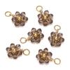 5pcs/Lot Crystal Small Flower Bead Pendant with Stainless Steel Connector for Earrings Necklace Pendant DIY Jewelry Making