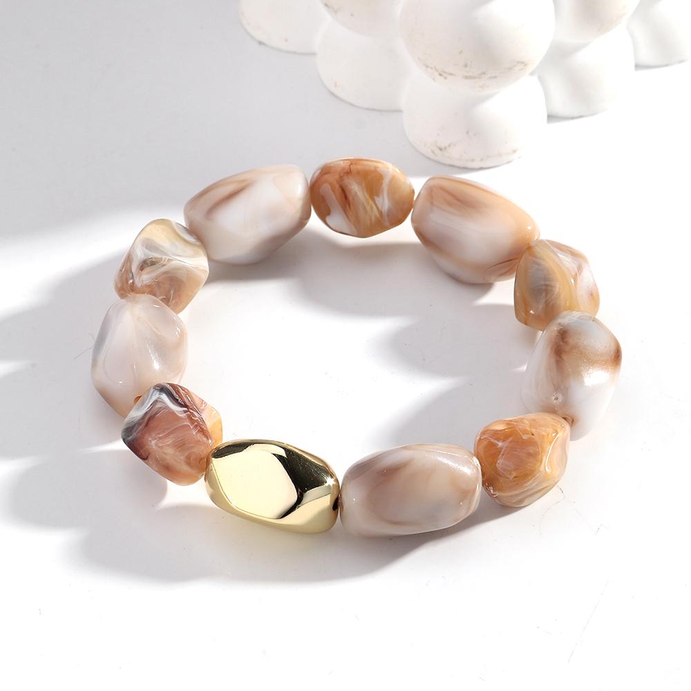 New Acrylic Irregular Geometric Beads Elastic Bracelets for Women Boho Resin Multicolor Beaded Bangle Handmade Jewelry Gifts