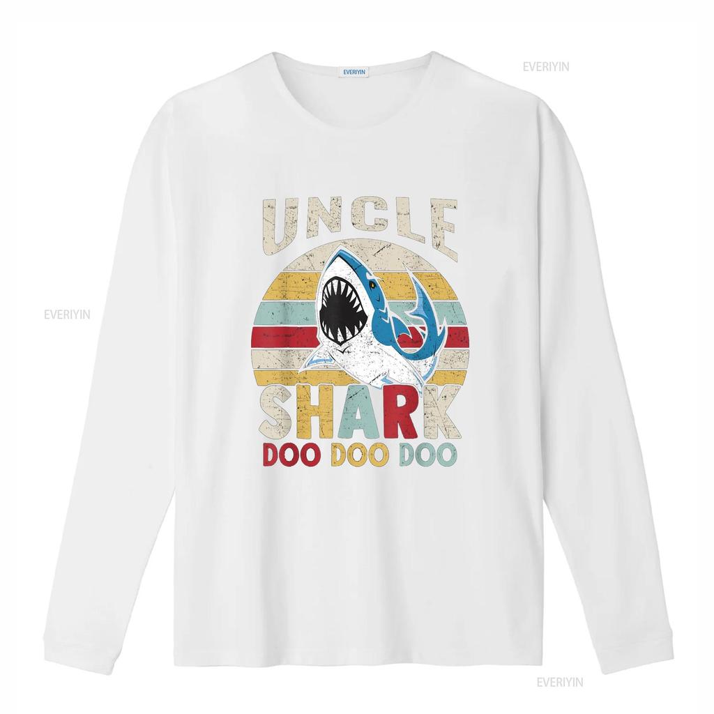 Fathers Day Funny Uncle Shark Relative Men T Shirt vintage Washed graphic designer clothes streetwear homme Stylish Unisex