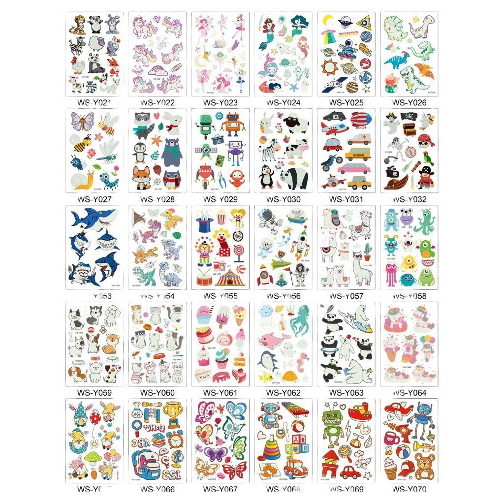 Children's Glow-in-the-Dark Dinosaur Tattoo Stickers - Waterproof & Sweat-resistant for Party Fun