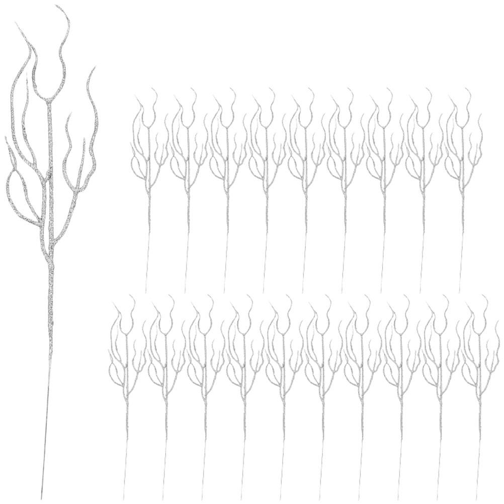 

20 шт. искусственных растений, увядшая виноградная лоза, ветка рождественской елки, блестящие вьющиеся ветки, декор для вазы, рождественские стебли, украшения, растения 34.50X7.00X0.50CM серебряный