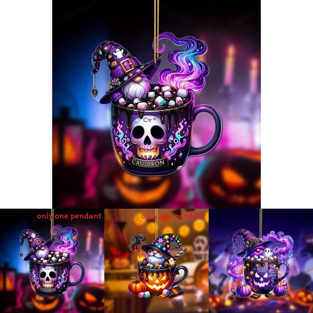 Acrylic Candy Santa Claus Design Halloween Car Pendant With Retro Style For Interior Decor