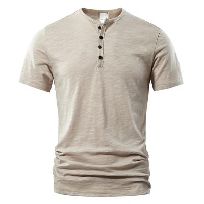 T-shirt Männer Casual Hohe Qualität Sommer Kurzarm Henry neck Herren T Shirts Mode Grundlegende T-shirt Männlich