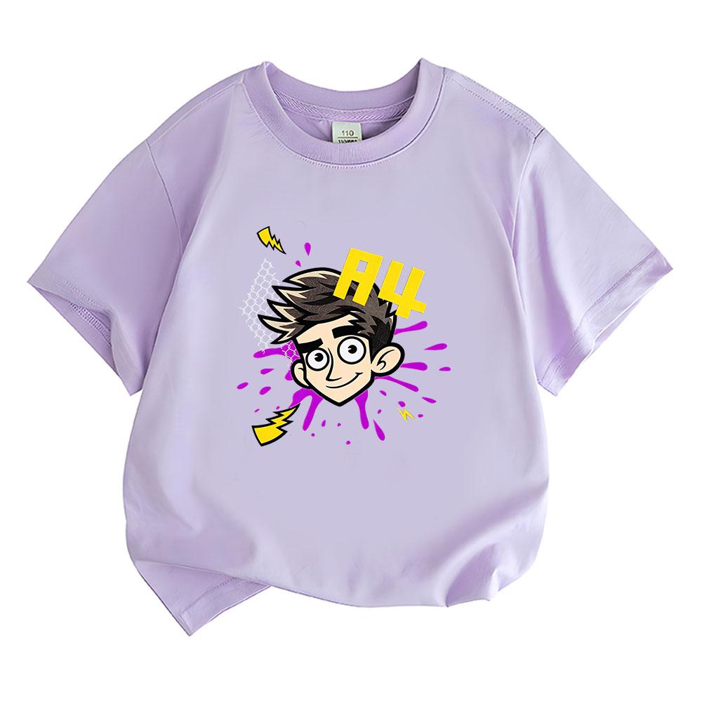 100% Cotton A4 Lambda Print Kids Round Neck T-Shirts Casual Clothing Summer Fashion Cool Tops for Boys and Girls