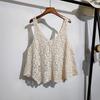 Crochet Lace Tank Top Women Leaf Embroidery Hollow-out Sleeveless Knit Top Cover-up Vacation Bohemian Summer