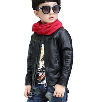 Kid's Clothing Boys Girls Leather Jackets Spring Autumn Children's Coats Stand Collar Solid Color Jacket