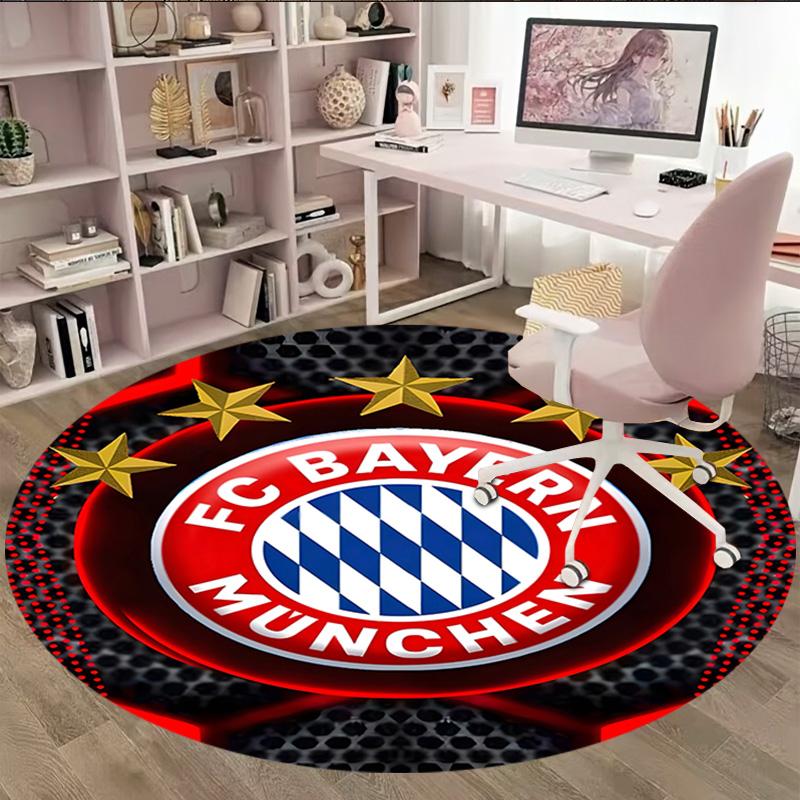 1pc B-Bayern Munich Carpet, Round Rug, Comfortable, Suitable for Entryways, Living Rooms, Office, And Bedrooms, Christmas Decoration
