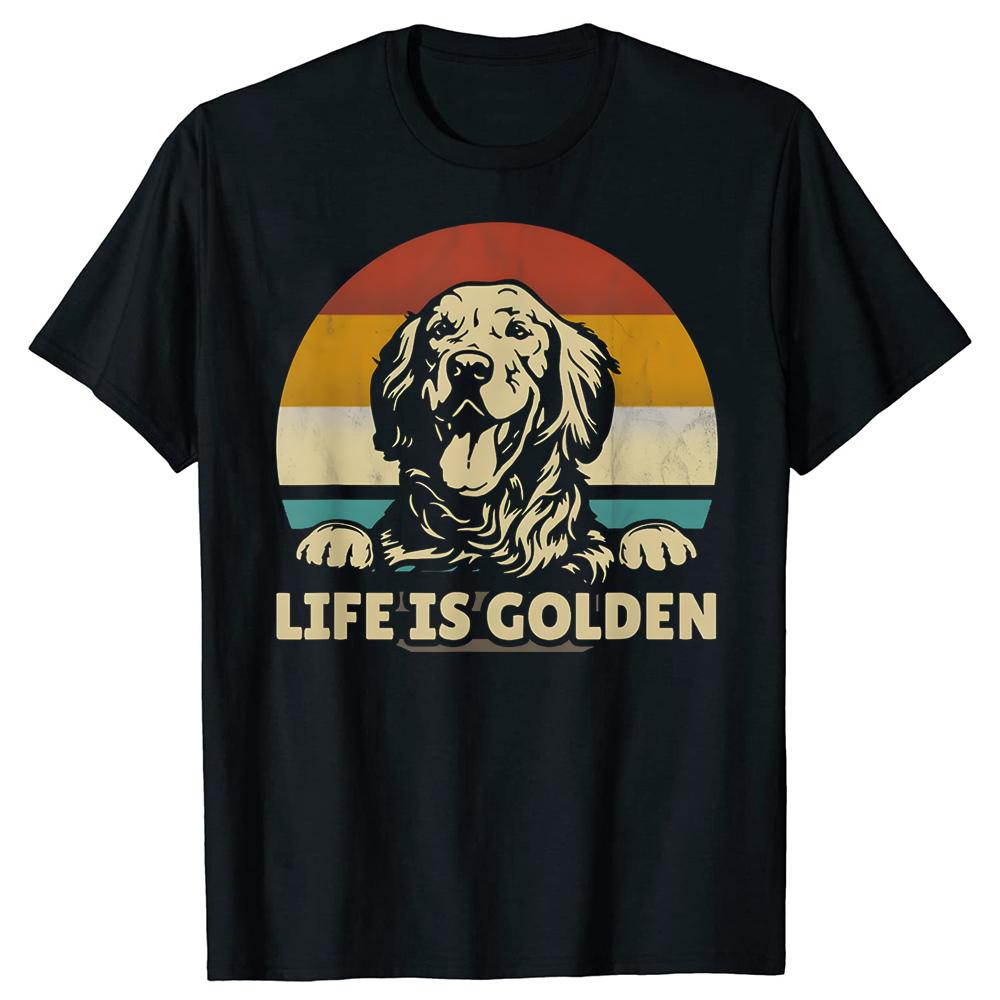 

Golden Retriever Dog Life Is Golden Graphic T-shirts Men Women Fashion Casual Tshirt 100% Cotton Loose Oversized T Shirt Summ... S разноцветный