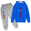 Jungen und Mädchen Herbst Freizeit Buchstabe Paris Aufdruck Hoodie+Hosen Anzug Mode Einfach Sport 2-teiliges Set Sport Trainingsanzug