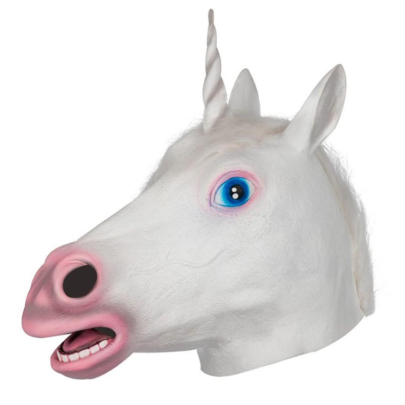Halloween Cosplay Horse Mask White Brown Black Latex Animal Head Carnival Party