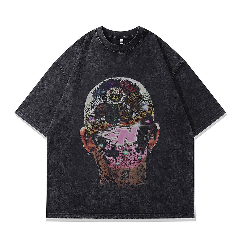 Short Sleeve T-Shirt Men'S And Women'S Summer Doberman Direct Injection Printing Loose Retro Half Sleeve Bottom Shirt Thin