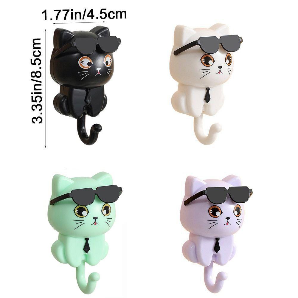 Decorative Cartoon Cat Hooks Wall Hanging Key Hangers Creative Sticky Hooks Dormitory