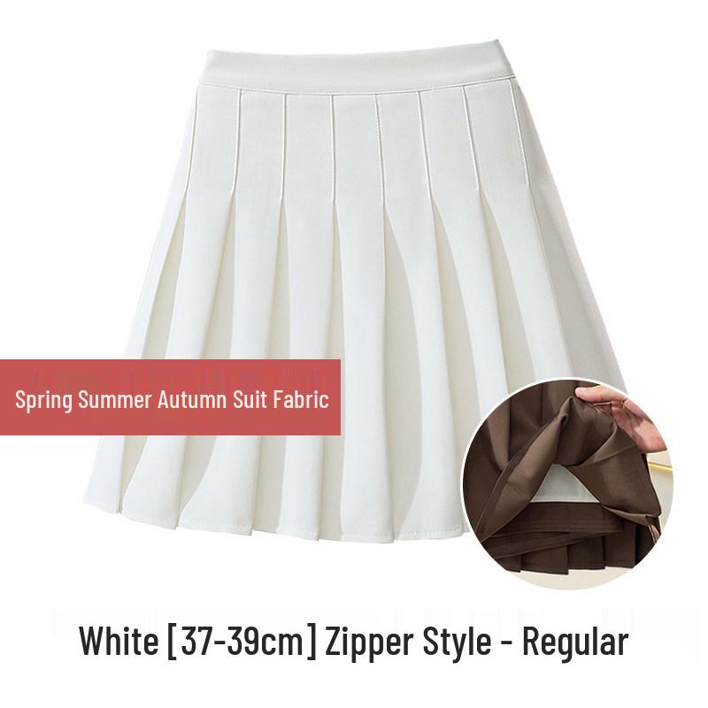 Women's High-Waisted Woolen Pleated A-Line Skirt - Slimming Autumn/Winter Academy Style