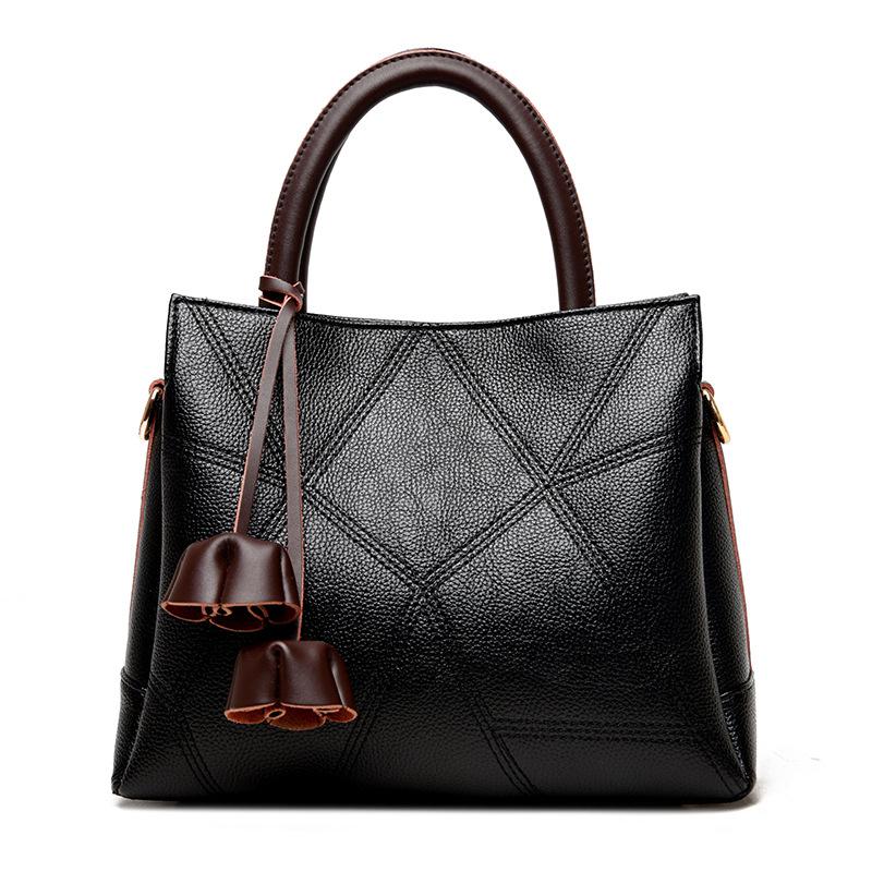 Johnature Luxury Handbag Fashion Large Capacity Women Bag Soft Leather Casual Tote Solid Color Shouler Messenger Bags