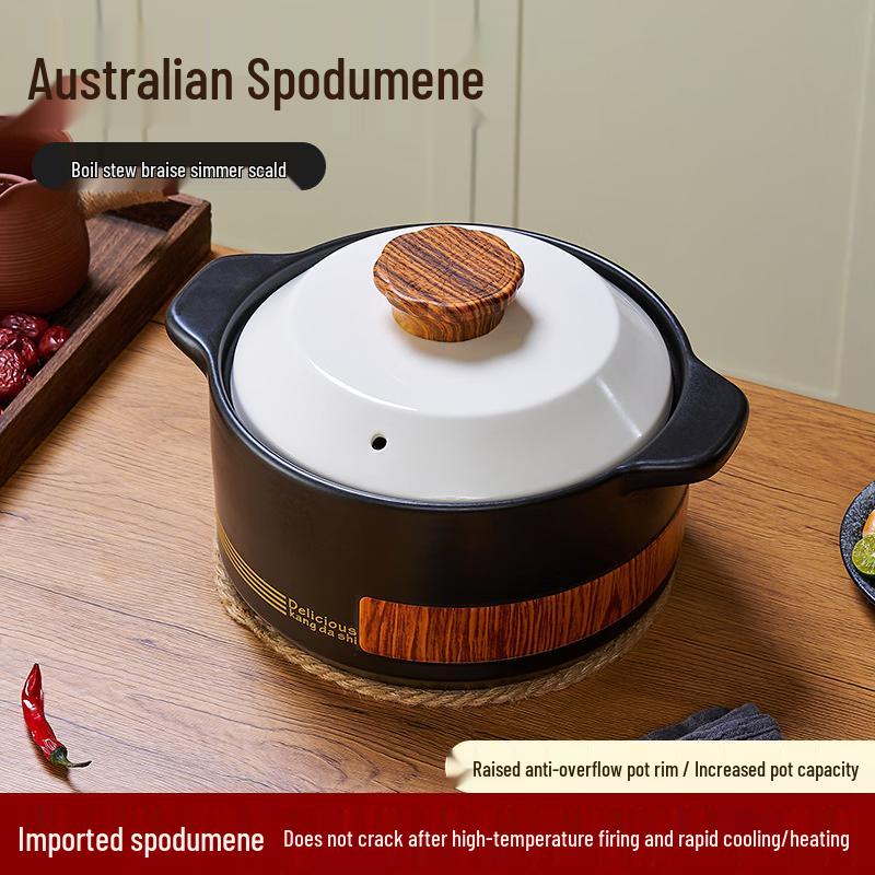 Xiangdong 6L Wood Grain Dry-Burn Resistant Casserole Pot