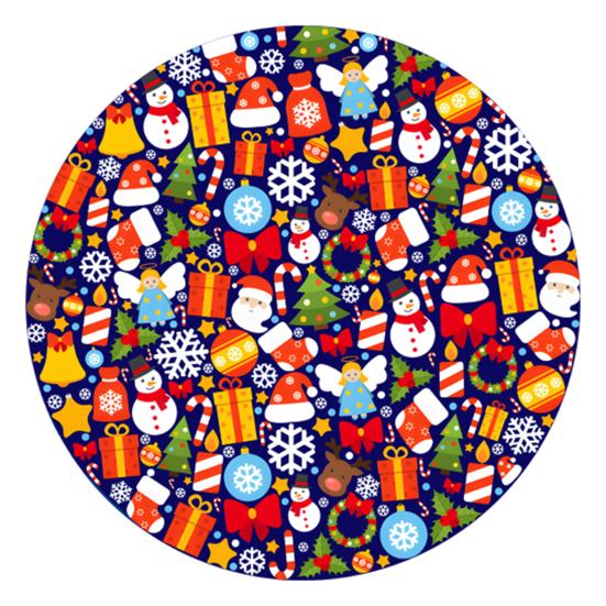 Christmas Tree Skirt Vibrant Color Easy Installation Snowflake Elk Print Round Large Christmas Tree Mat Decor