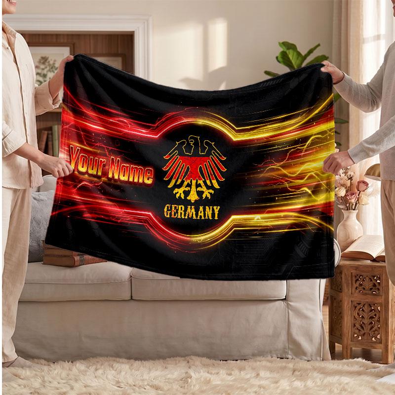 Eintracht Frankfurt Personalized Fleece Blanket With Football Logo, Custom Name Text Soft Warm Home Throw Blanket