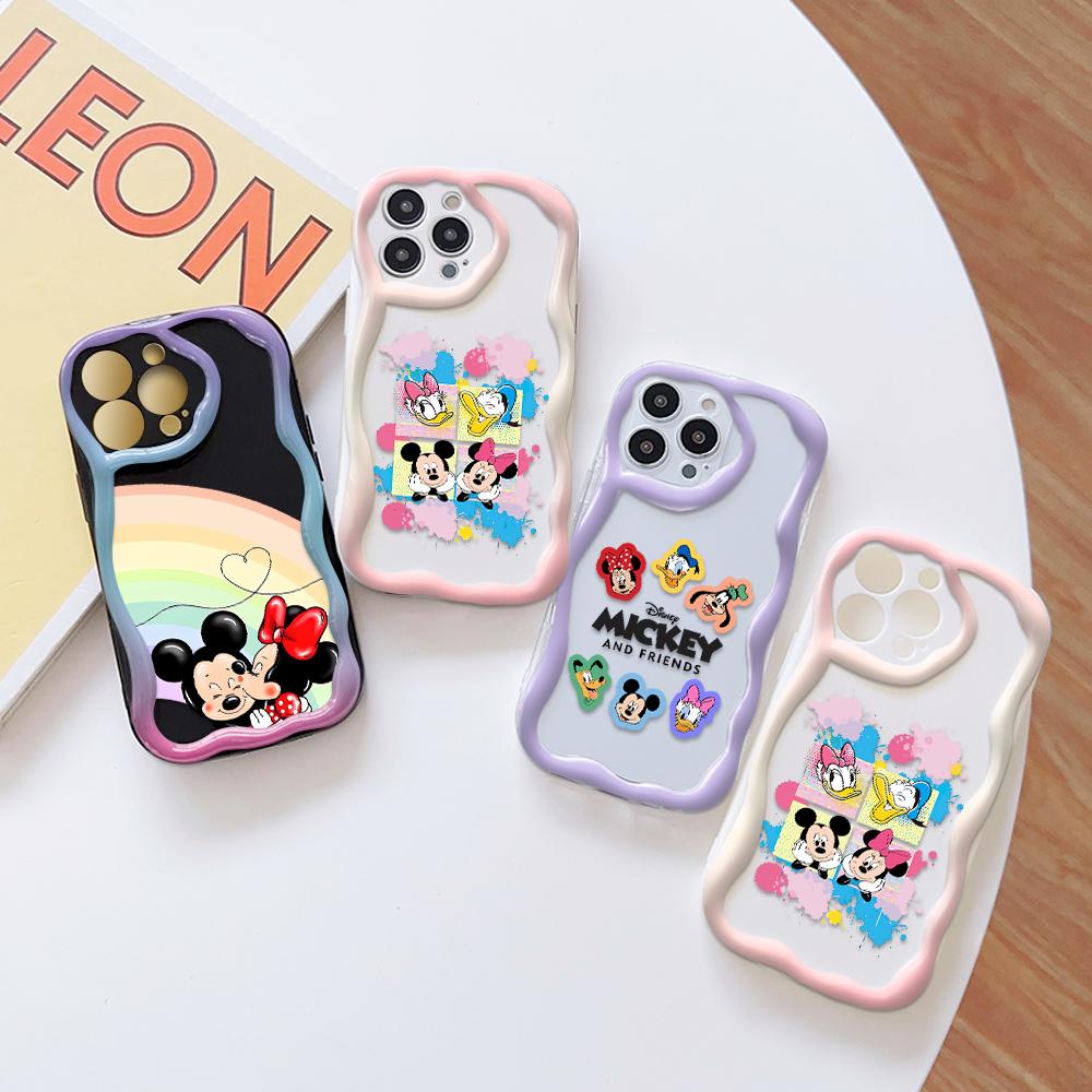 

Милый Микки и Минни Маус с узором кремовой текстуры, мягкий силиконовый чехол с волнистыми краями, чехол для телефона для OPPO Realme