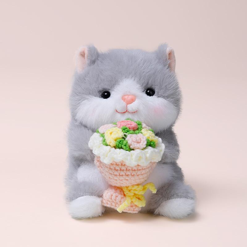 Kara Fox Cat Plush Toy With Flower Holder For Kids Room Decor And Giftgiving