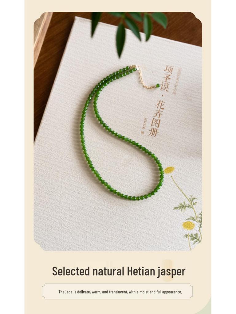 Naszyjnik na obojczyk z zielonego jadeitu Hetian w starożytnym stylu