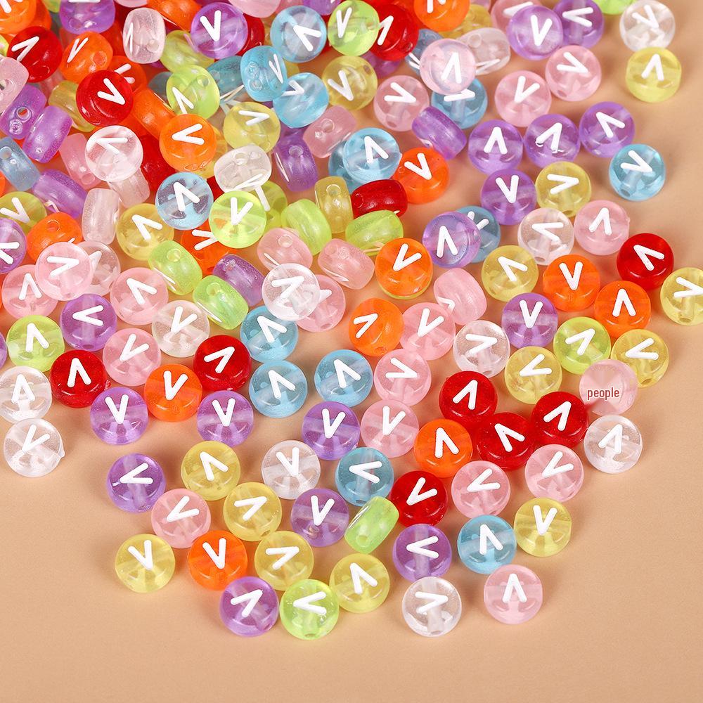 Acrylic Drip Oil Single Letter Flat Beads — Transparent DIY Bracelet Jewelry Accessories for Kids