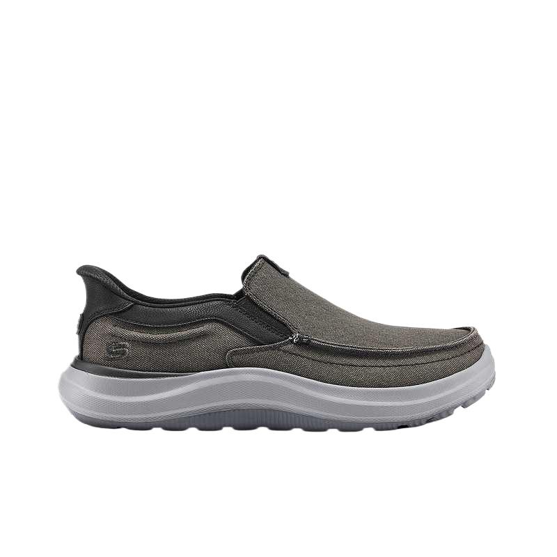 Skechers Fashionable Personality Trendy Versatile Low-Top Walking Shoes Men sneaker Black Gray 205604-BLK