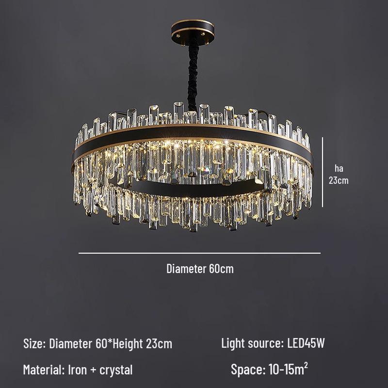 High-End Crystal Chandelier for Modern Spaces - Black, Luxury Lighting for Living Room, Bedroom, Bar, Restaurant, or Villa