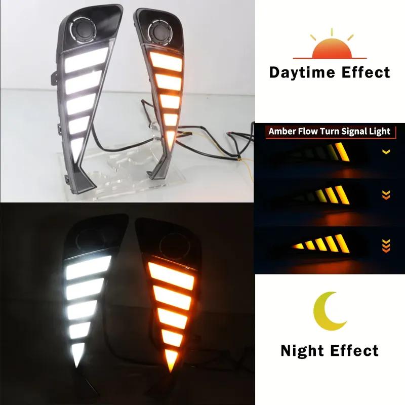 Multi-function LED Reflector Lamp For Toyota C-HR CHR    DRL Dynamic Yellow White Turn Signal Daylight Fog Lamp 12V