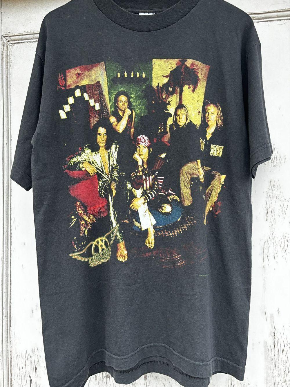 90 Aerosmith Nine Lives World Tour 1997 Band Black Unisex Tshirt S5XL KH6852 M