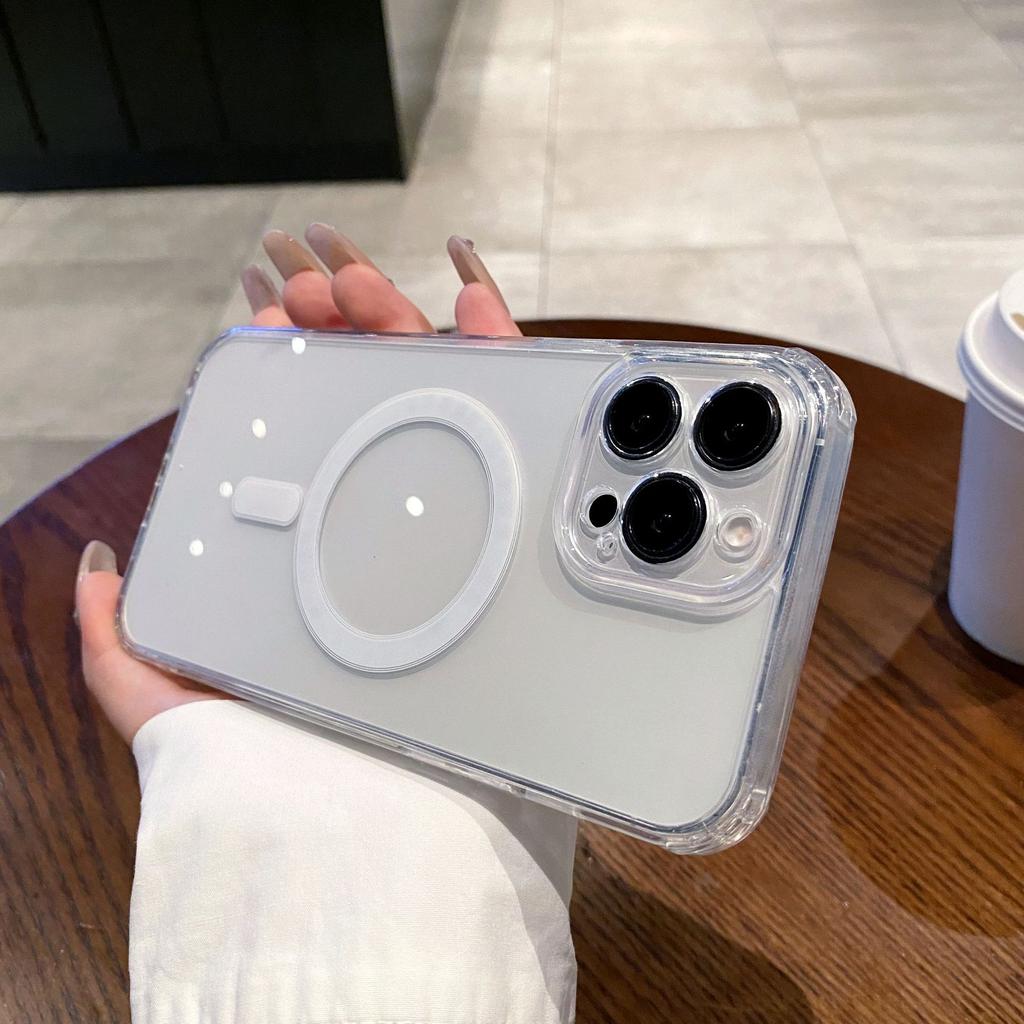 Magnetic Suction for IPhone16promax Mobile Phone Case Magsafe Apple 14Pro Transparent 14 Hard Shell PC