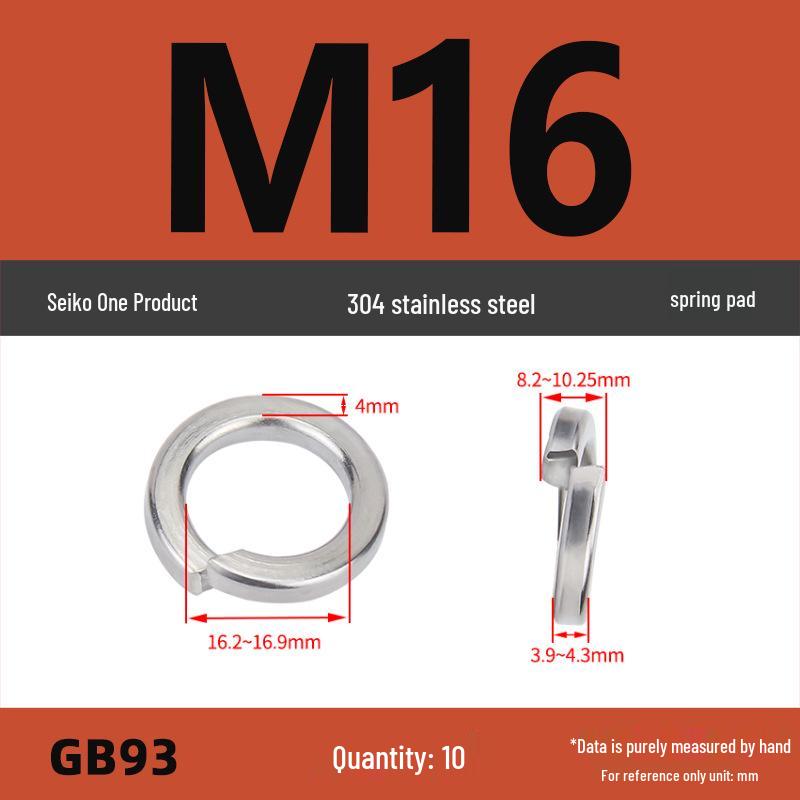 304 Stainless Steel Heavy Duty Spring Washer, Light Duty Thick Washer Spacer GB93