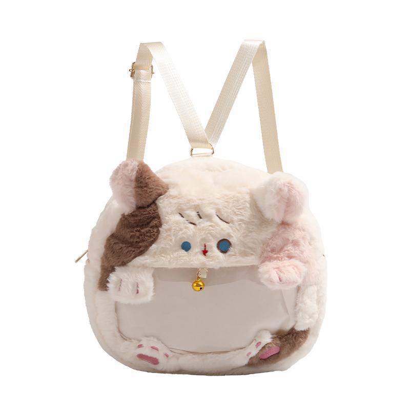 Cute Two-Dimensional Flower Cat Pain Bag Backpack Japanese Large-Capacity Student Backpack Versatile Plush Small Backpack