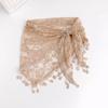 Tassel Fringe Boho Bandana Floral Print Waist Belt Scarf Fashion Mesh Layering Skirt  For Women