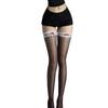 Ladies Oil Glossy Lace Top Over Knee Stockings with Bowknot Sheer Shimmery Thigh High Long Socks for Performers Hosiery