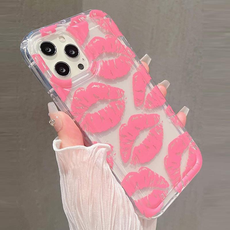 Hülle Für iPhone 16 Hüllen iPhone 14 15 Pro Max Schwarze Lippen Kuss Aufdruck Weiche Hülle Für iPhone 11 13 12 Mini XS XR X 7 8 Plus Abdeckung