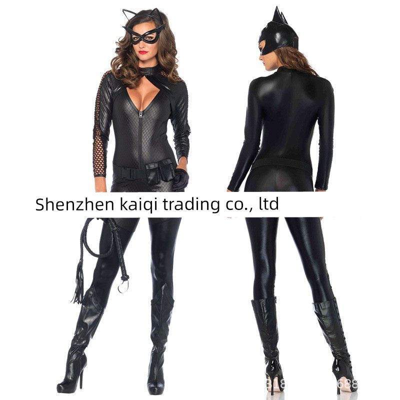 2018 New Halloween Sexy One-Piece Clothes and Trousers Dsstage Performance Dress One-Piece Suit Paint Leather Suit Stage Wear
