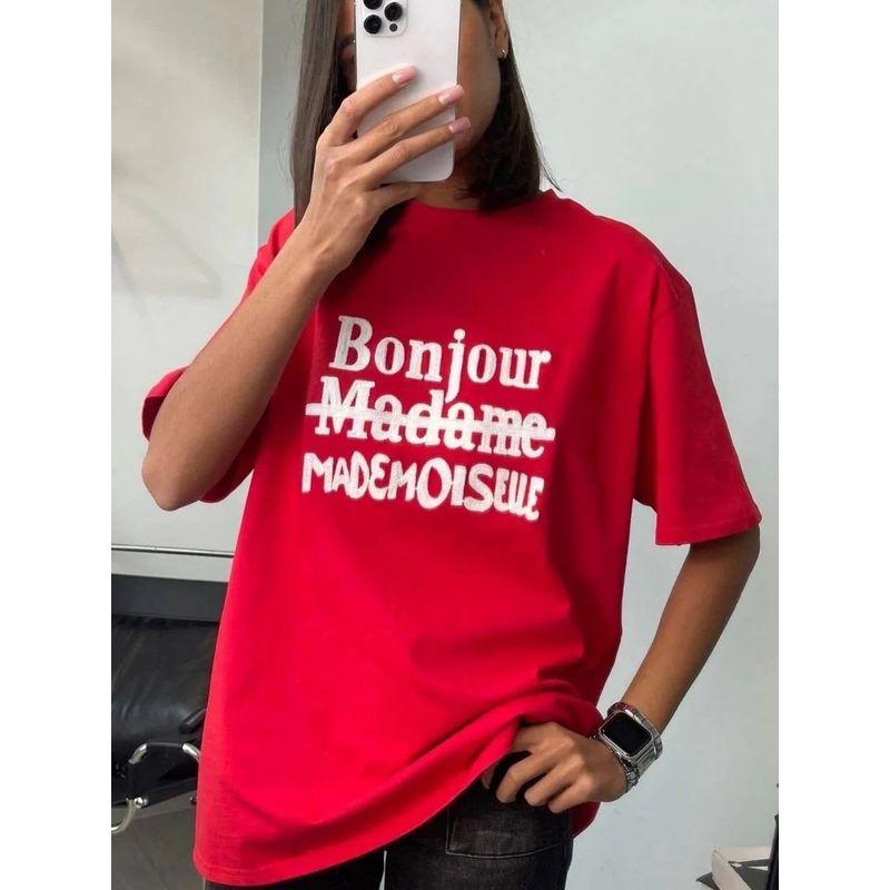 Western Style New Fashion Casual Loose Print round Neck Short sleeve T-shirt Top Printed T-shirt Top