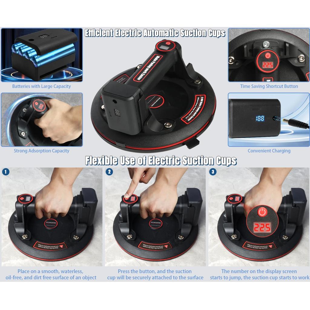 Motorized glass suction cups, 8-inch vacuum removable battery suction cups, convenient and practical, handling