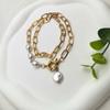 1 Piece of Fashionable Retro Women's Accessory Faux Pearl Pendant Spliced Necklace Light Luxury Niche Design Collarbone Chain