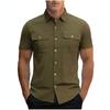 Men Short Sleeve Button Down Shirt Two Chest Pockets Classic Collar Fit Casual Shirt for Daily Wear