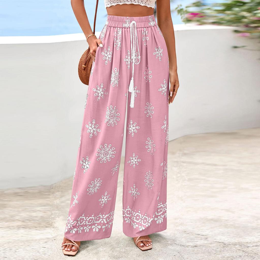 Women's Wide-Leg Casual Flowing Floral Pants